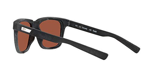 Costa Del Mar Men's Pescador Polarized Rectangular Sunglasses, Net Grey/Blue Rubber/Green Mirrored Polarized-580G, 55 mm