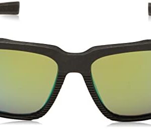 Costa Del Mar Men's Pescador Polarized Rectangular Sunglasses, Net Grey/Blue Rubber/Green Mirrored Polarized-580G, 55 mm