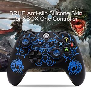 Xbox-One Controller Skin, BRHE Anti-Slip Silicone Cover Protector Case Accessories Set for Microsoft Xbox 1 Wireless/Wired Gamepad Joystick with 2 Thumb Grips Caps (Blue)