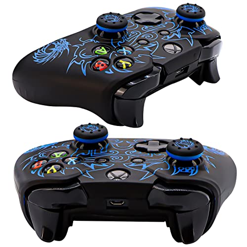 Xbox-One Controller Skin, BRHE Anti-Slip Silicone Cover Protector Case Accessories Set for Microsoft Xbox 1 Wireless/Wired Gamepad Joystick with 2 Thumb Grips Caps (Blue)