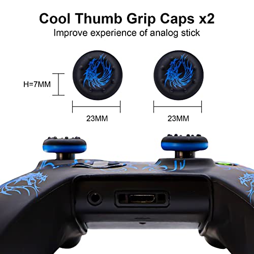 Xbox-One Controller Skin, BRHE Anti-Slip Silicone Cover Protector Case Accessories Set for Microsoft Xbox 1 Wireless/Wired Gamepad Joystick with 2 Thumb Grips Caps (Blue)