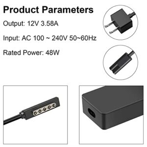 Fancy Buying 48W 12V 3.6A Portable Charger for Microsoft Surface Pro 2 Surface Pro 1 & Surface RT Tablet, Windows 8 Tablet 1536 (with 5V/1A USB Charging 6Ft Power Cord)