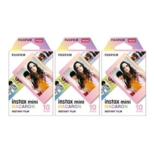 fujifilm instax mini macaron instant film bundle (10 exposures, 3-pack) (3 items)