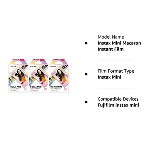 Fujifilm Instax Mini Macaron Instant Film Bundle (10 Exposures, 3-Pack) (3 Items)