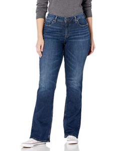 silver jeans co. women's plus size suki mid rise curvy fit slim bootcut jeans, vintage dark wash, 18 plus short
