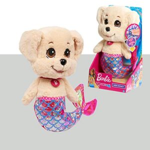 barbie dreamtopia mer puppy plush honey, soft stuffed animal with floating glitter mermaid tail