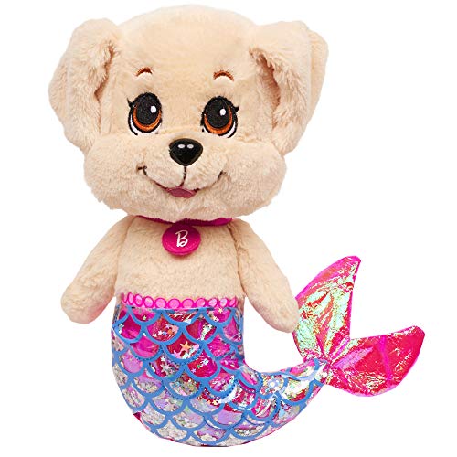 Barbie Dreamtopia Mer Puppy Plush Honey, Soft Stuffed Animal with Floating Glitter Mermaid Tail