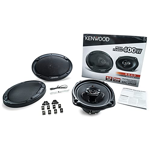 Kenwood KFC-6966R Road Series Car Speakers (Pair) - 6"x9" 3-Way Car Coaxial Speakers, 400W, 4-Ohm Impedance, Polypropylene Woofer & Electro-Dynamic Tweeter, Heavy Duty Magnet Design