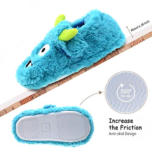 LA PLAGE Boys Slippers Cotton-Shaped Monster Upper House Cartoon Slippers Size Toddler 11 US Blue