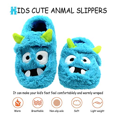 LA PLAGE Boys Slippers Cotton-Shaped Monster Upper House Cartoon Slippers Size Toddler 11 US Blue