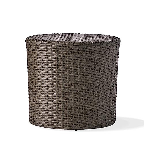 Christopher Knight Home Keaton Wicker Barrel Side Table, Dark Gray