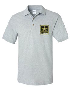 allntrends men's polo t shirt us army embroidered military usa army (s, sporty grey)