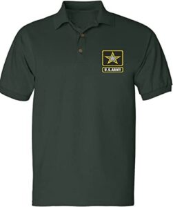 allntrends men's polo t shirt us army embroidered military usa army (l, forest green)