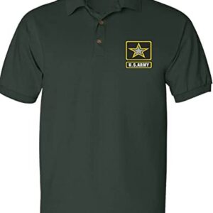 ALLNTRENDS Men's Polo T Shirt US Army Embroidered Military USA Army (L, Forest Green)