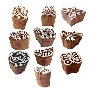 pottery printing blocks exquisite small bird pattern wooden stamps (set of 10)