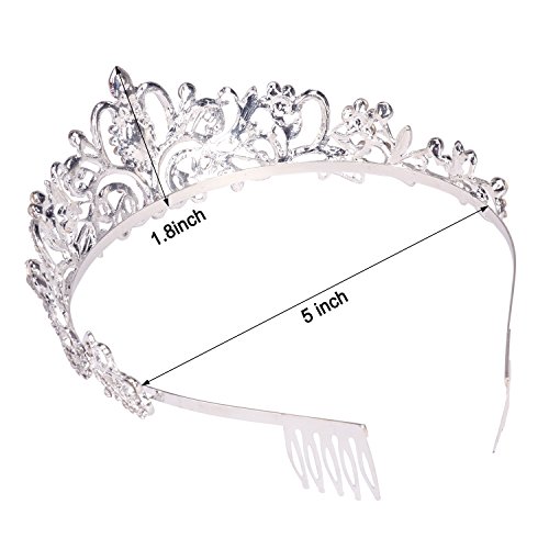 Didder Silver Crystal Tiara Crown Headband Princess Elegant Crown with combs for Women Girls Bridal Wedding Prom Birthday Party