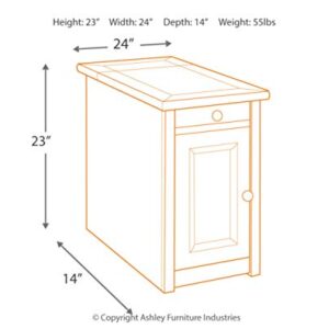 Signature Design by Ashley Tyler Creek Rustic Chair Side End Table with Pull-Out Tray & USB Ports, Brown