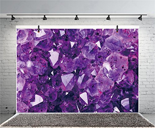 CSFOTO Polyester 7x5ft Crystal Backdrop Bright Violet Texture Amethyst Backdrop Crystal Quartz Jewellery Sparkle Brilliance Ornament Gemstone Background for Photography