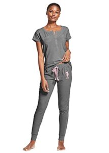 u.s. polo assn. womens pajama set - short sleeve pjs with joggers - sleepwear set ideal for lounging (charcoal heather sky, 2x)