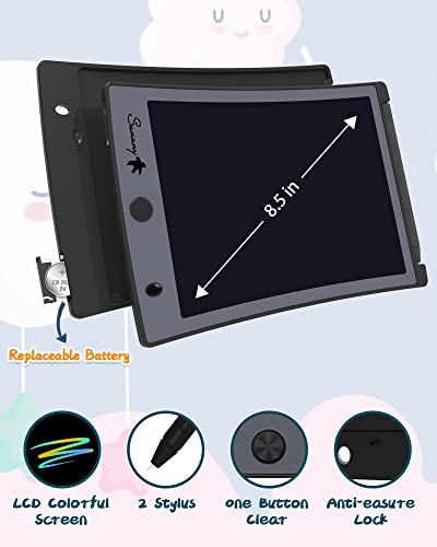 LCD Writing Tablet,Electronic Writing &Drawing Board Doodle Board,Sunany 8.5" Handwriting Paper Drawing Tablet Gift for Kids and Adults at Home,School and Office (Black)