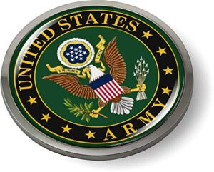 [officially licensed product] - us army 3d domed car emblem badge sticker chrome metal round bezel