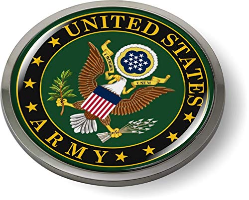 [Officially Licensed Product] - US Army 3D Domed CAR Emblem Badge Sticker Chrome Metal Round Bezel