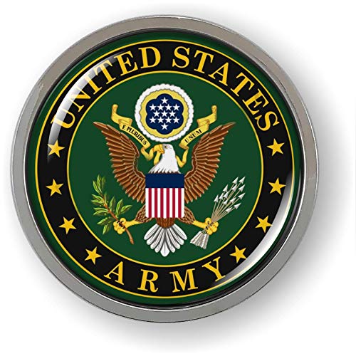 [Officially Licensed Product] - US Army 3D Domed CAR Emblem Badge Sticker Chrome Metal Round Bezel