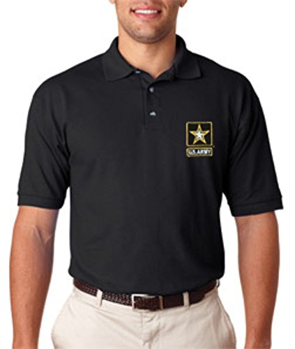 U.S. Army Embroidered Polo Shirt. Black (Large)