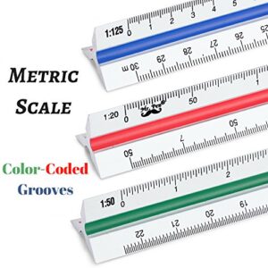 Mr. Pen- Metric Engineer Scale Ruler, Ruler, 12" Aluminum Scale Ruler, Triangular Scale, Scale Ruler for Blueprint, Triangle Ruler, Metric Engineering, Drafting Ruler, Engineering Scale