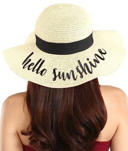 brook + bay embroidered summer hats for bachelorette party - floppy sun hats for bridal shower - women beach & vacation hat hello sunshine