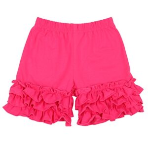 Slowera Baby Toddler Girls Cotton Icing Ruffles Shorts Pants (Hot Pink, XXS: 6-12 Months)