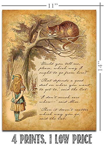 Alice in Wonderland Prints - 11x14 Unframed Wall Art Print Poster - Perfect Alice in Wonderland Gifts and Decorations (Alice in Wonderland Set)