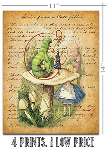 Alice in Wonderland Prints - 11x14 Unframed Wall Art Print Poster - Perfect Alice in Wonderland Gifts and Decorations (Alice in Wonderland Set)