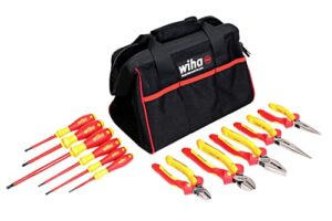 wiha 32977 11 piece master electrician's insulated tool set in canvas tool bag.
