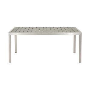 christopher knight home coral outdoor aluminum dining table with faux wood top, gray finish,grey