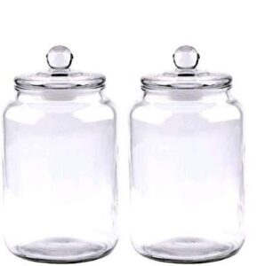 glass jars 64oz,candy jar with lid for household,food grade clear jars (2 pack)