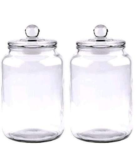 Glass Jars 64oz,Candy Jar with Lid For Household,Food Grade Clear Jars (2 Pack)