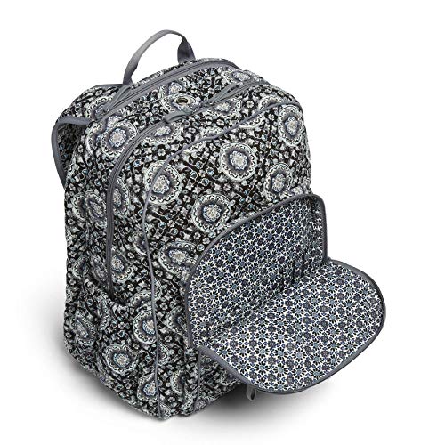 Vera Bradley Women's Cotton Campus Backpack, Charcoal Medallion, One Size