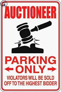 auctioneer parking only 8"x12" aluminum metal plate gift sign novelty sign s245 for home/man cave decor