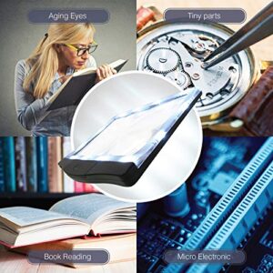 3X Large Ultra Bright LED Page Magnifier with 12 Anti-Glare Dimmable LEDs (Provide More Evenly Lit Viewing Area & Relieve Eye Strain)-Ideal for Reading Small Prints & Low Vision