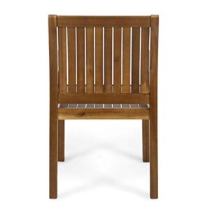 Christopher Knight Home Teague Outdoor Acacia Wood Dining Chairs (Set of 2), Teak Finish