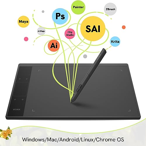 VEIKK A30 V2 Drawing Tablet 10x6 Inch Graphics Tablet with Battery-Free Pen and 8192 Professional Levels Pressure