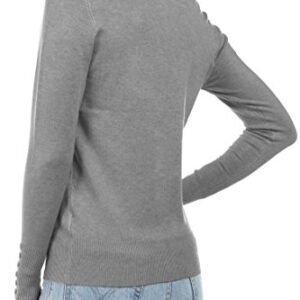 CIELO Women's Regular Solid Cardigan with Decorative Buttons, H Grey, Large
