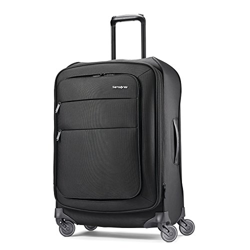 Samsonite Flexis Softside Expandable Luggage with Spinner Wheels, Jet Black, Checked-Medium 25-Inch