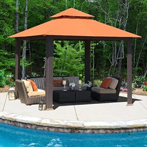eliteshade usa 12x12 feet sunumbrella titan patio outdoor garden backyard gazebo with ventilation and 5 years non-fading,orange