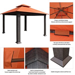 EliteShade USA 12x12 feet Sunumbrella Titan Patio Outdoor Garden Backyard Gazebo with Ventilation and 5 Years Non-Fading,Orange