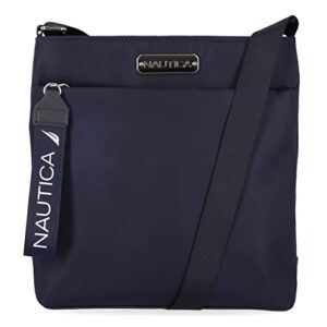 nautica womens diver nylon small crossbody bag purse with adjustable shoulder strap cross body, indigo, one size us