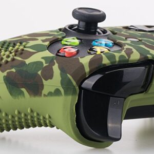 9CDeer Studded Protective Customize Transfer Printing Silicone Cover Skin Sleeve Case + 8 Thumb Grips Analog Caps for Xbox One/S/X Controller Dark Green Compatible with Official Stereo Headset