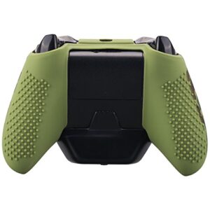 9CDeer Studded Protective Customize Transfer Printing Silicone Cover Skin Sleeve Case + 8 Thumb Grips Analog Caps for Xbox One/S/X Controller Dark Green Compatible with Official Stereo Headset