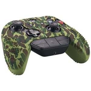 9CDeer Studded Protective Customize Transfer Printing Silicone Cover Skin Sleeve Case + 8 Thumb Grips Analog Caps for Xbox One/S/X Controller Dark Green Compatible with Official Stereo Headset